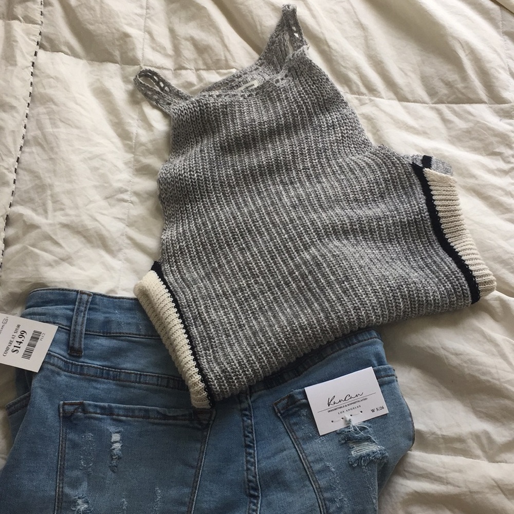 American Eagle Sweater Crop Tank Top High Neck